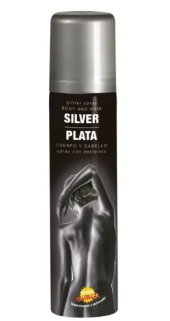 Ansigt og kropsspray i glitter sølv