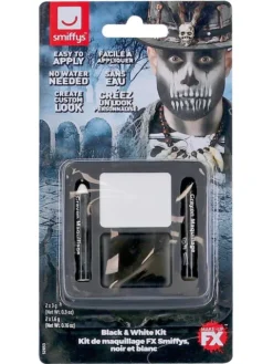 Ansigtsmaling kit til Halloween i sort-hvid