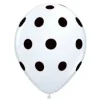 Ballon ø 30 cm i hvid med sorte prikker