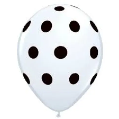 Ballon ø 30 cm i hvid med sorte prikker
