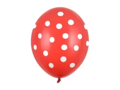 Ballon ø 30 cm i Rød med hvide prikker