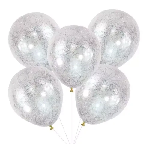 Balloner - transparente med fin sølvlametta
