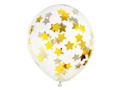 Balloner Transparent med guldstjerne konfetti