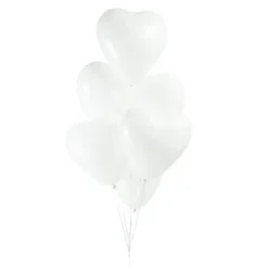 Ballon Hjerter i Hvid 6 stk