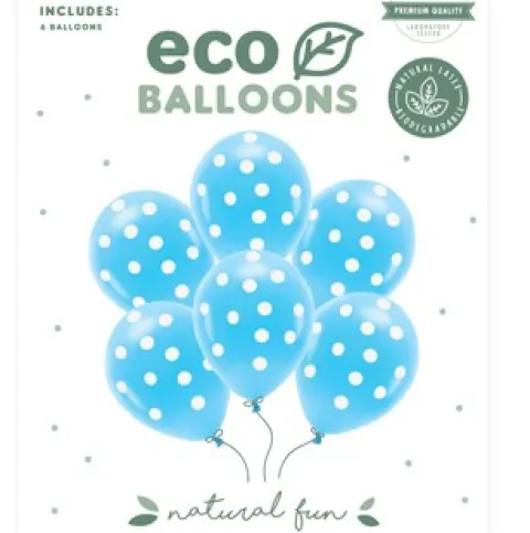 Ballon i lyseblå med prikker