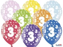 Ballon Metallic ø 30 cm med 3 tal , 6 stk