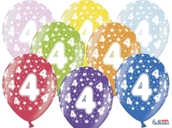 Ballon Metallic ø 30 cm med 4 tal, 6 stk