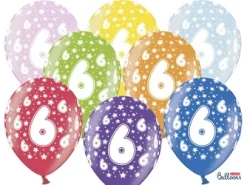 Ballon Metallic ø 30 cm med 6 tal, 6 stk