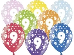 Ballon Metallic ø 30 cm med 9 tal, 6 stk
