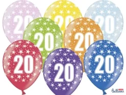 Ballon Metallic ø 30 cm med 20 tal , 6 stk