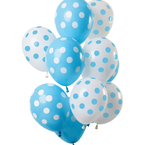 Ballon sæt med prikker blå 12stk