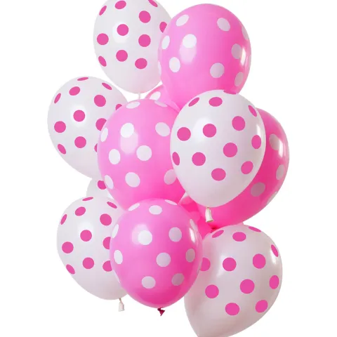 Ballon sæt med prikker pink 12stk