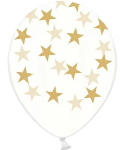 Ballon transparent med guldfarvet Stjerner