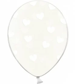 Ballon transparent med hvide hjerter