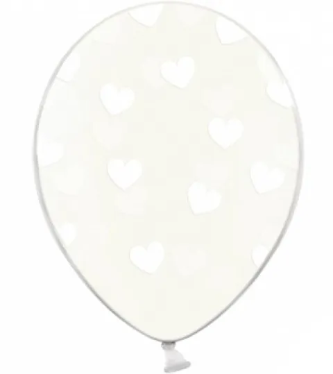 Ballon transparent med hvide hjerter