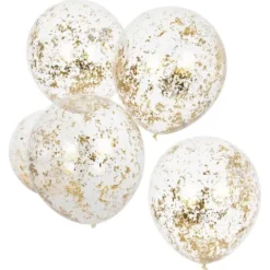 Ballon transparent med konfetti Guld