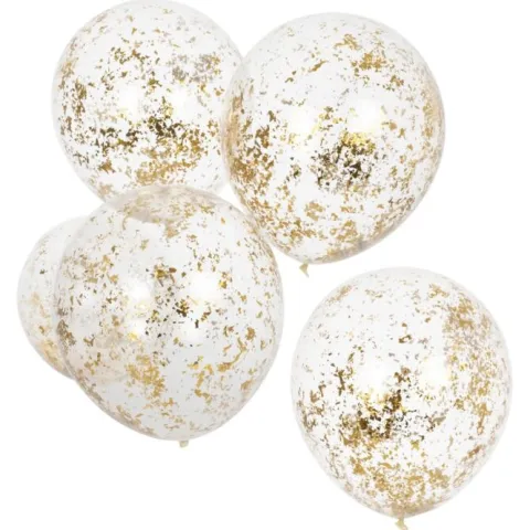 Ballon transparent med konfetti Guld