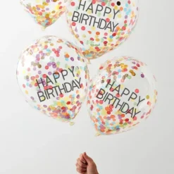 Ballon transparent med konfetti-Happy Birthday