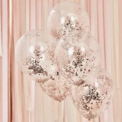Ballon transparent med konfetti Rosegold