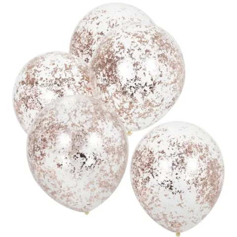 Ballon transparent med konfetti Rosegold