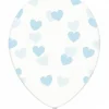 Ballon transparent med lyseblå hjerter