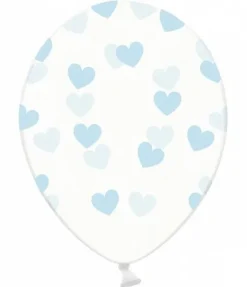 Ballon transparent med lyseblå hjerter