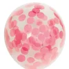 Ballon transparent med rund lyserød konfetti
