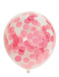 Ballon transparent med rund lyserød konfetti