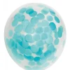 Ballon transparent med rund lyseblå konfetti