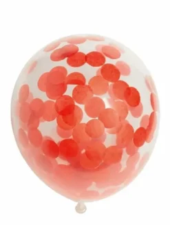 Ballon transparent med rund rød konfetti