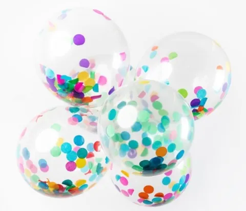 Ballon transparent med stor multi konfetti
