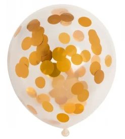 Ballon transparent m.rund guld konfetti