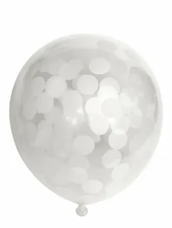 Ballon transparent m.rund hvid konfetti