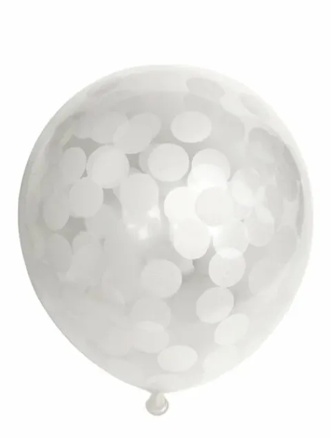 Ballon transparent m.rund hvid konfetti