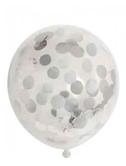 Ballon transparent m.rund sølv konfetti