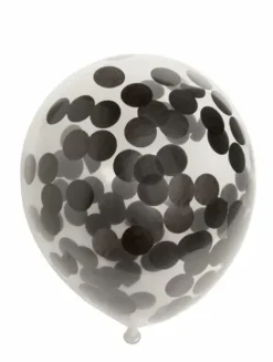 Ballon transparent m.rund sort konfetti