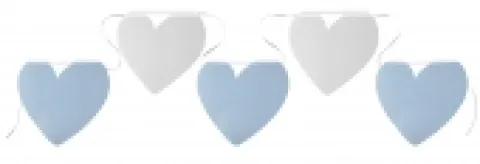Banner med hjerter lyseblå/hvid