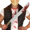 Blodig jumbo machete i hård plast, 76cm lang