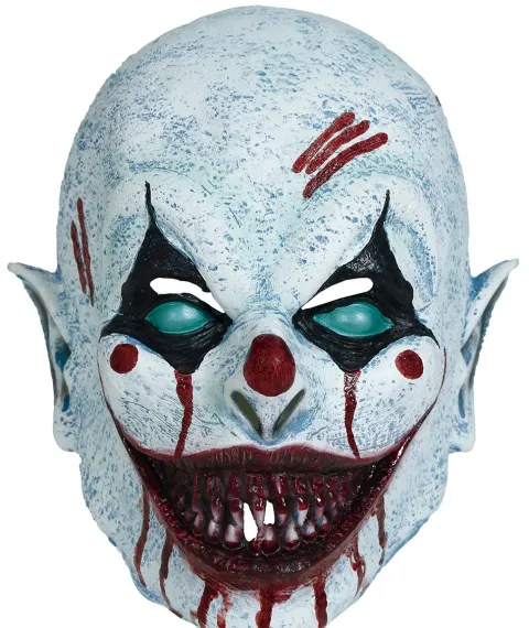 Blodig smilende klovn maske i latex