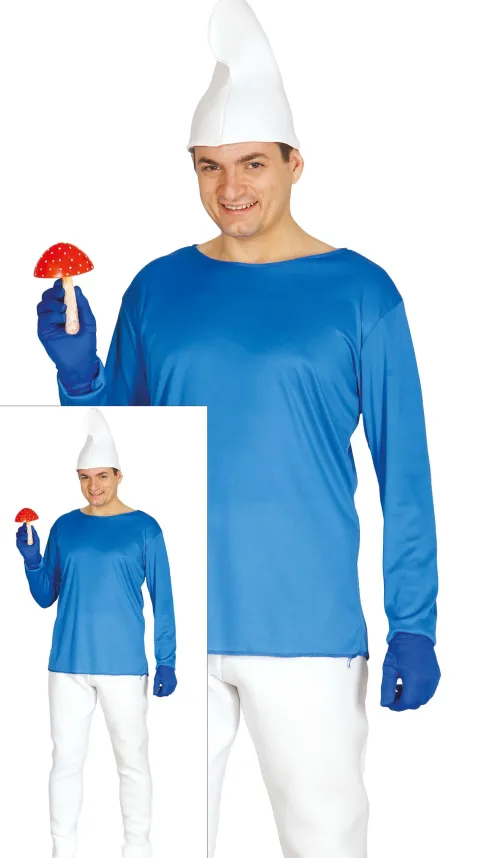 Blå Smølfe Kostume