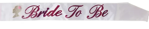 Bride to be Sash hvid med pink tekst