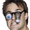 Brille med øjne på fjedre