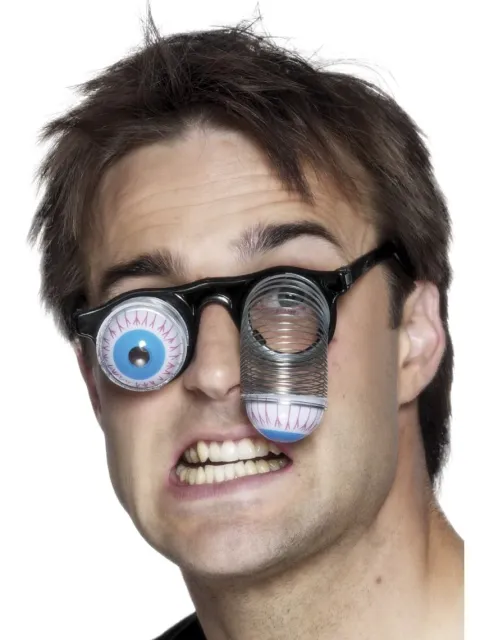 Brille med øjne på fjedre