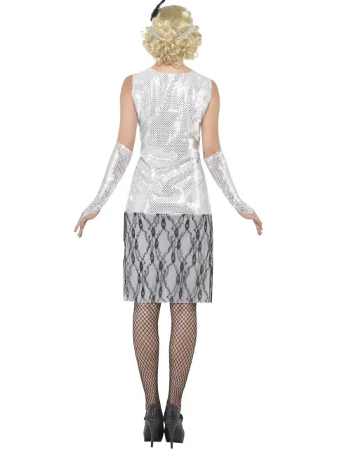 Charleston flapper kjole i sølv