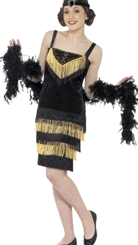 Charleston Flapper kjole Sort-Guld