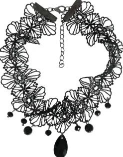 Choker halsblonde med sorte perler