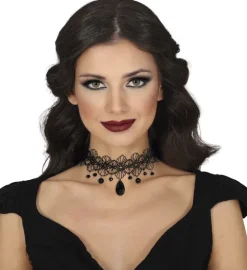Choker halsblonde med sorte perler