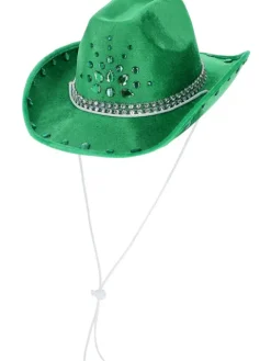 Cowboy Hat - Grøn med rhinestone
