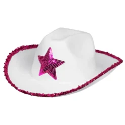 Cowboy hat hvid med pailletstjerne