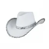 Cowboyhat i hvid med pailletter